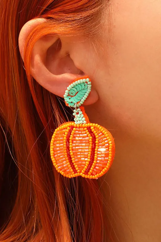 Halloween Pumpkin Earrings - Orange / ONE SIZE made by Threaded Pear