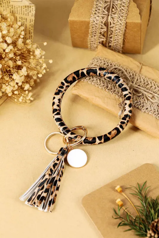 Amani Key Chain Bangle Bracelet - Parchment / ONE made by Threaded Pear