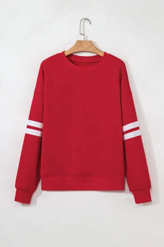 Lennon Varsity Striped Oversized Sweatshirt made by Threaded Pear