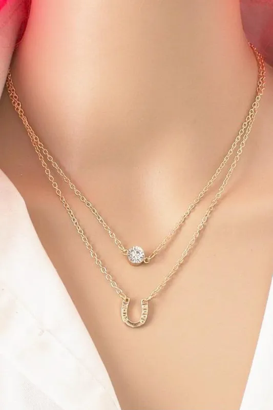 Gold Horseshoe Layered Chopped Necklace - Gold / ONE SIZE made by Threaded Pear