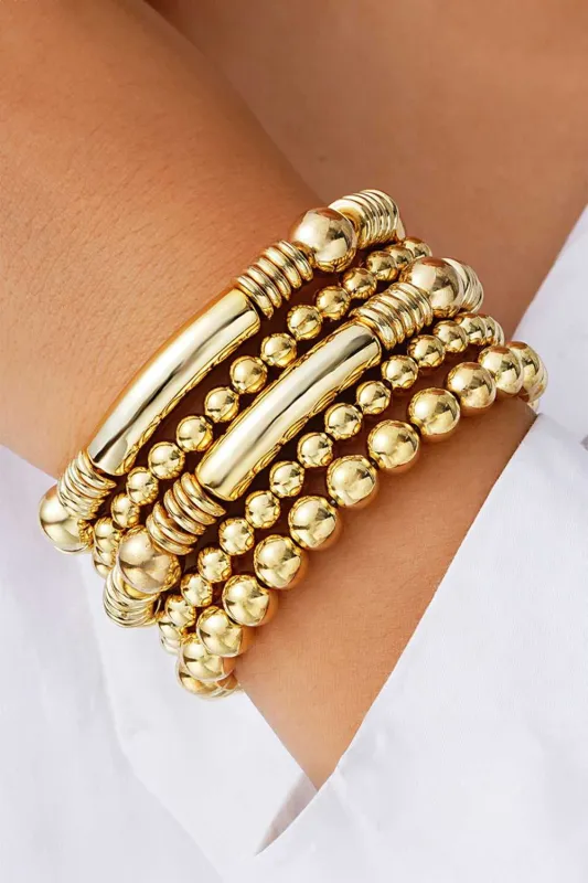 Gold Layered Elastic Bracelet Set made by Threaded Pear