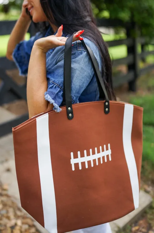 Sport Canvas Tote - Football / 21.5in X 7.5in X 16.5in made by Threaded Pear