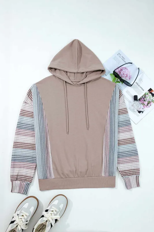 Anaya Colorblock Patchwork Baggy Hoodie - Dune / L - 12/14 made by Threaded Pear