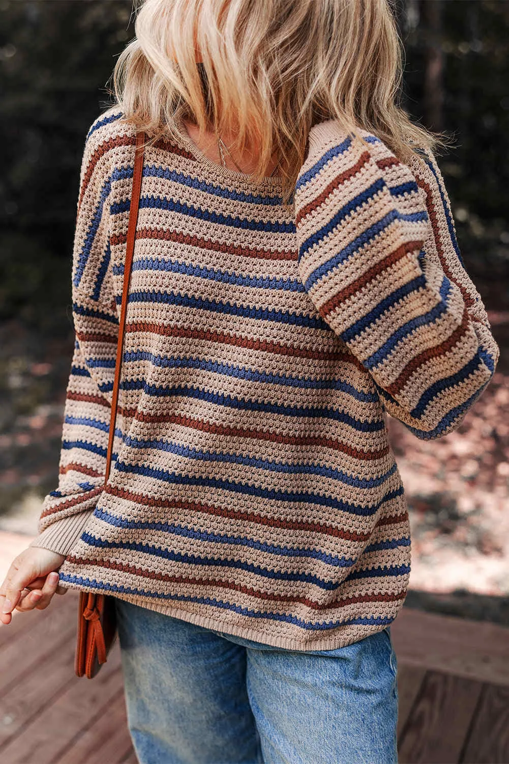 Emery Striped Knitted Drop Shoulder Round Neck Sweater - Multicolour / M - 8/10 sold by Zulily