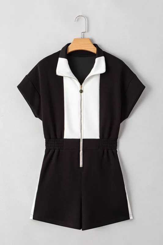 Olivia Patchwork Zip Front Romper made by Threaded Pear