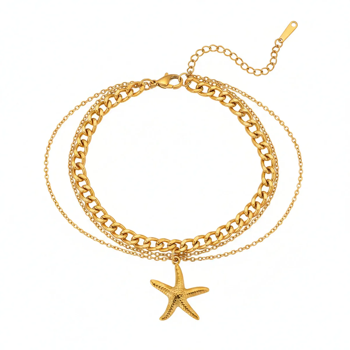 Goldtone Starfish Charm Layered Anklet sold by Zulily product image thumbnail 2