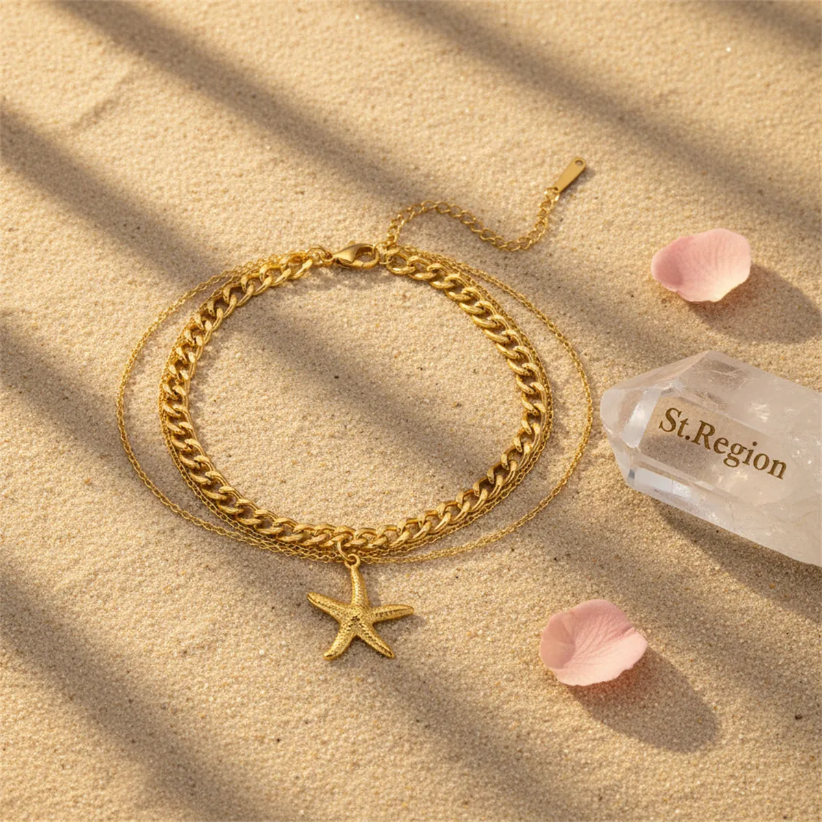 Goldtone Starfish Charm Layered Anklet sold by Zulily product image thumbnail 4