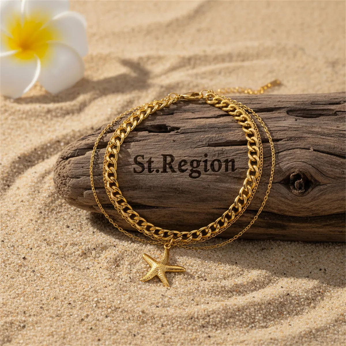 Goldtone Starfish Charm Layered Anklet sold by Zulily product image thumbnail 3