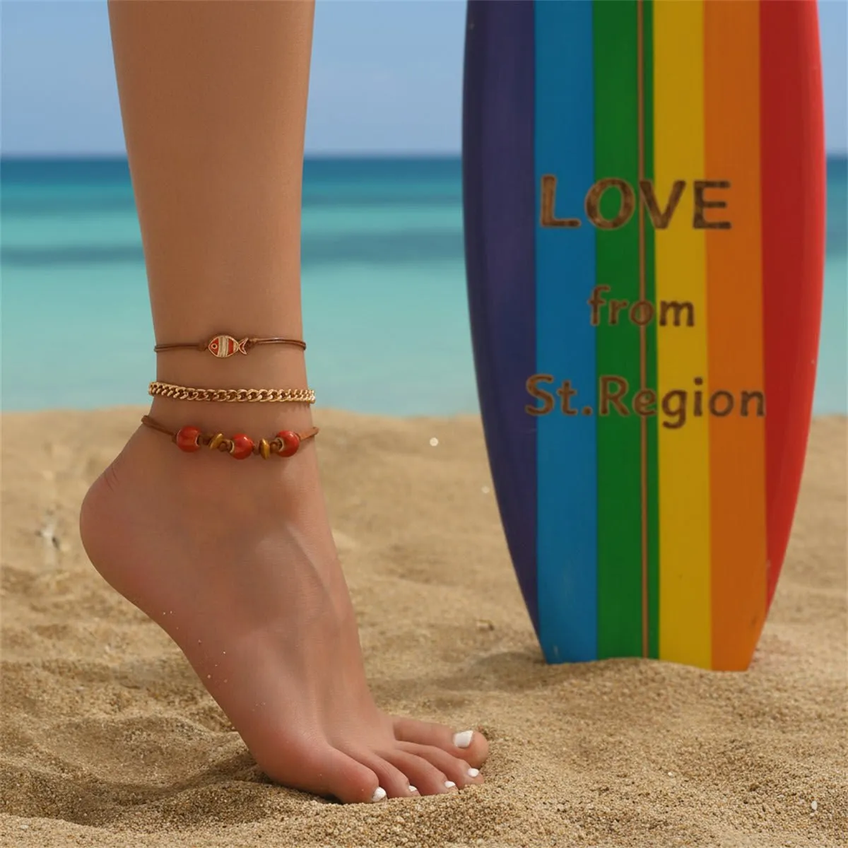 Ceramics & Enamel Polyster Goldtone Fish Charm Anklet Set sold by Zulily product image thumbnail 2