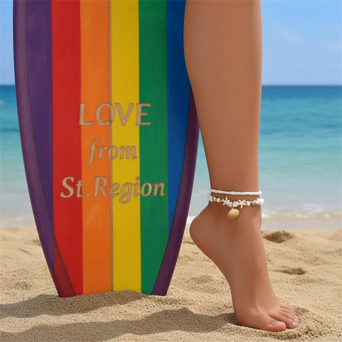 White Turqouise & Howlite Shell Goldtone Irregular Beads Anklet Set sold by Zulily product image thumbnail 2