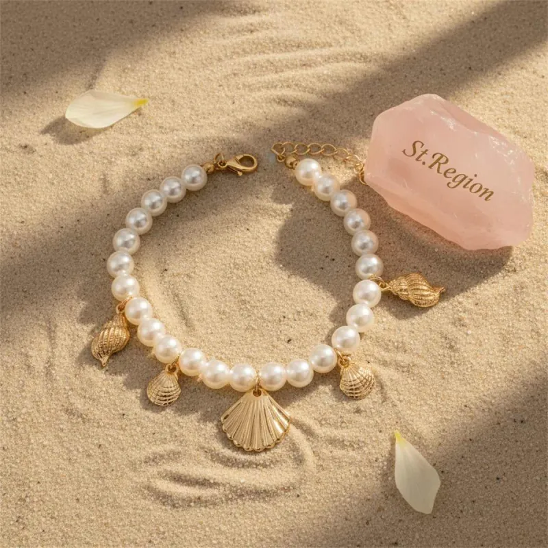 Pearl & Goldtone Shell Tassel Anklet made by Zulily