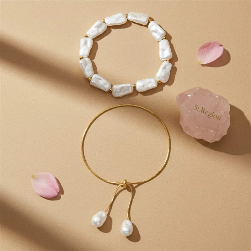 Baroque Pearl & Goldtone Dual-Drop Tassel Anklet Set made by Zulily