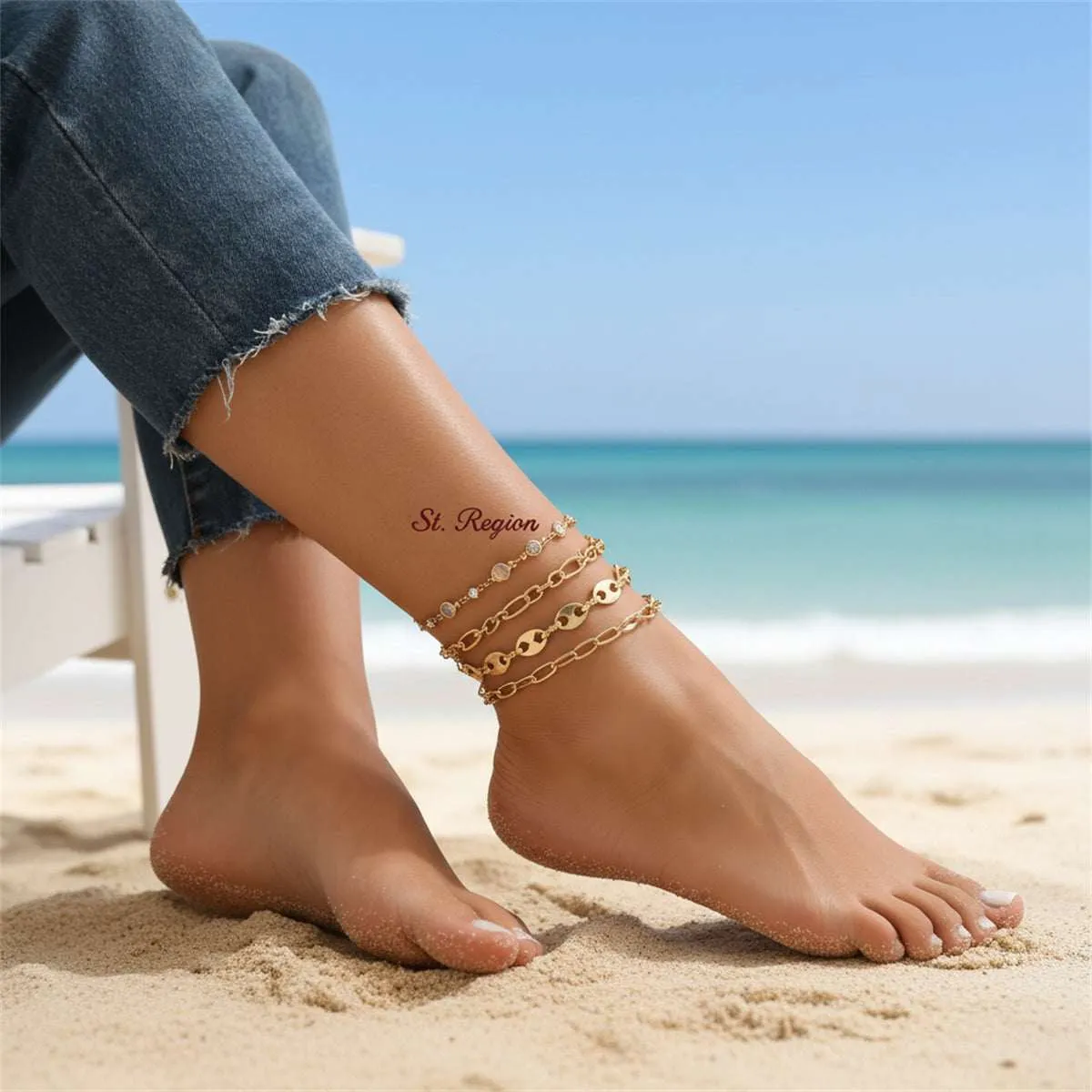 Clear Crystal & Cubic Zirconia Goldtone Pig-Nose Shape Chain Anklet Set sold by Zulily product image thumbnail 2