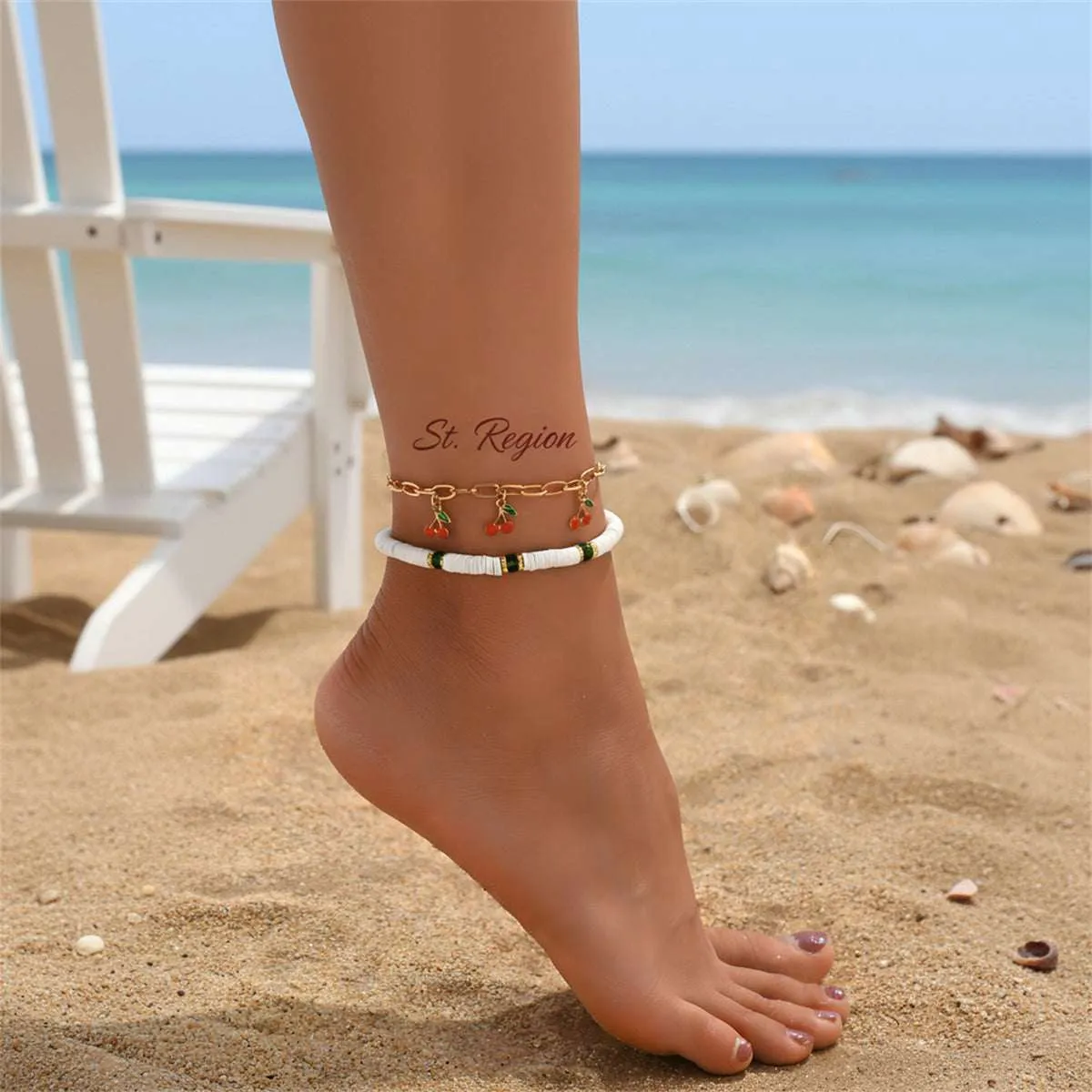 Enamel & Acrylic Polymer Clay Goldtone Cherry Tassel Anklet Set sold by Zulily product image thumbnail 2