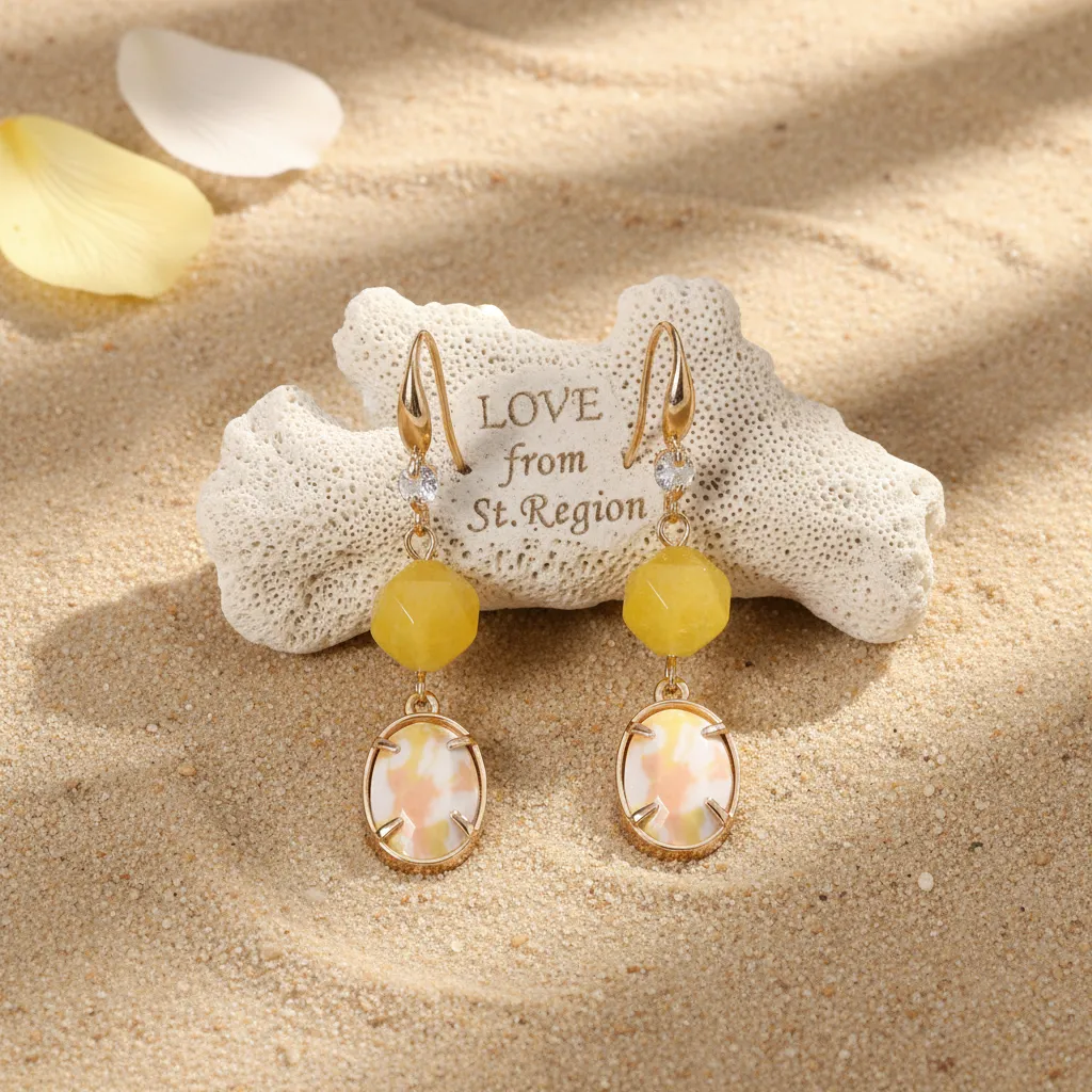 Yellow Turqouise & Jade Cubic Zirconia Goldtone Oval Round Hook Earrings sold by Zulily product image thumbnail 4