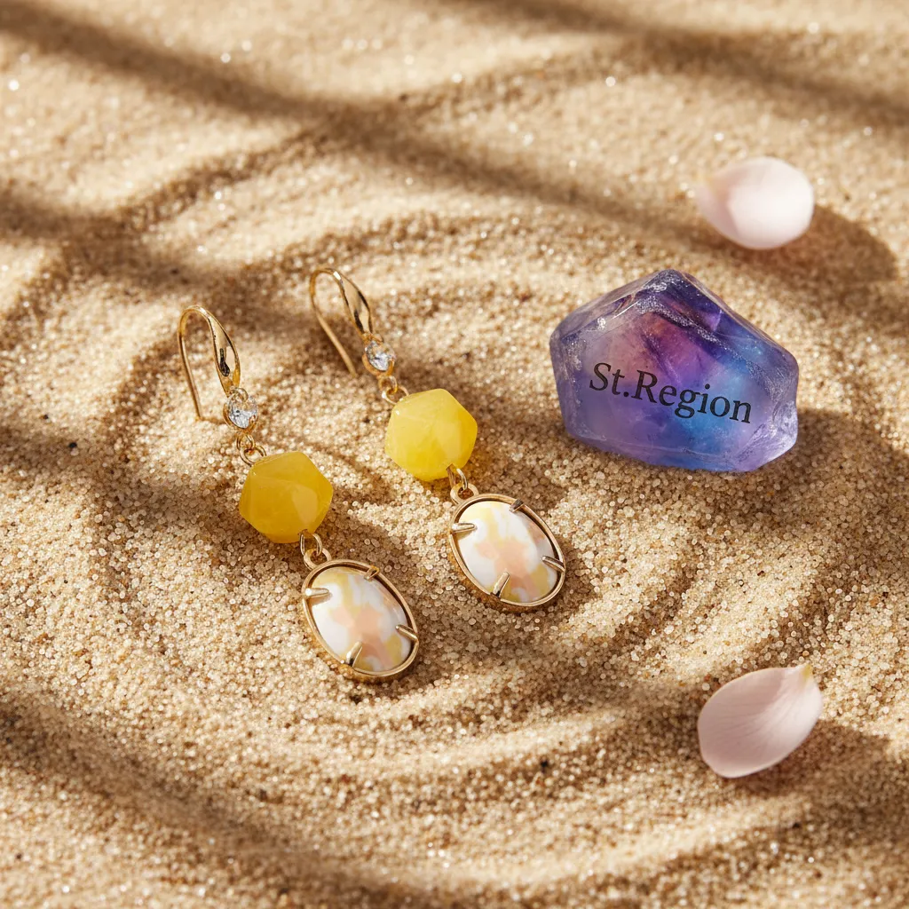 Yellow Turqouise & Jade Cubic Zirconia Goldtone Oval Round Hook Earrings sold by Zulily product image thumbnail 3