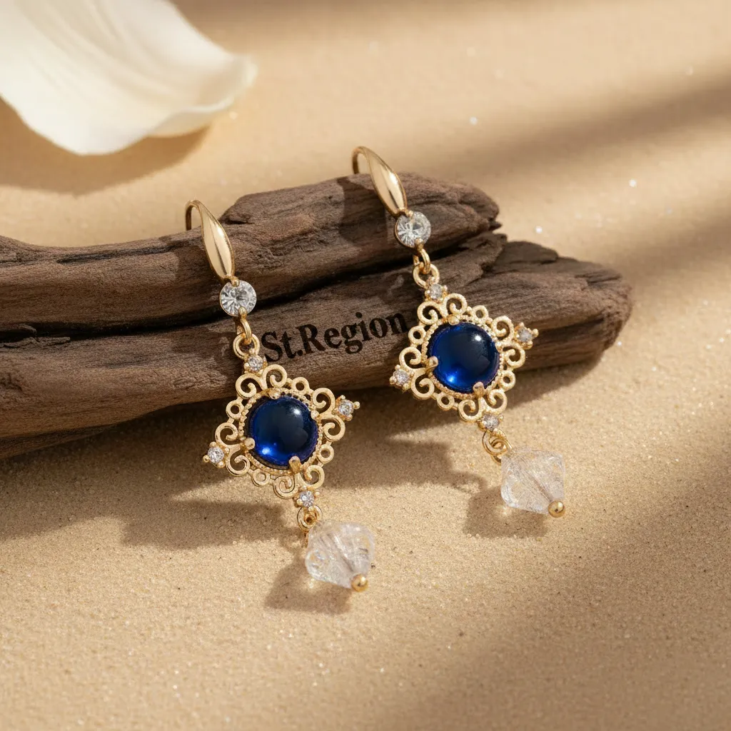 Blue Quartz & Crystal Cubic Zirconia Goldtone Rhombus Hook Earrings sold by Zulily