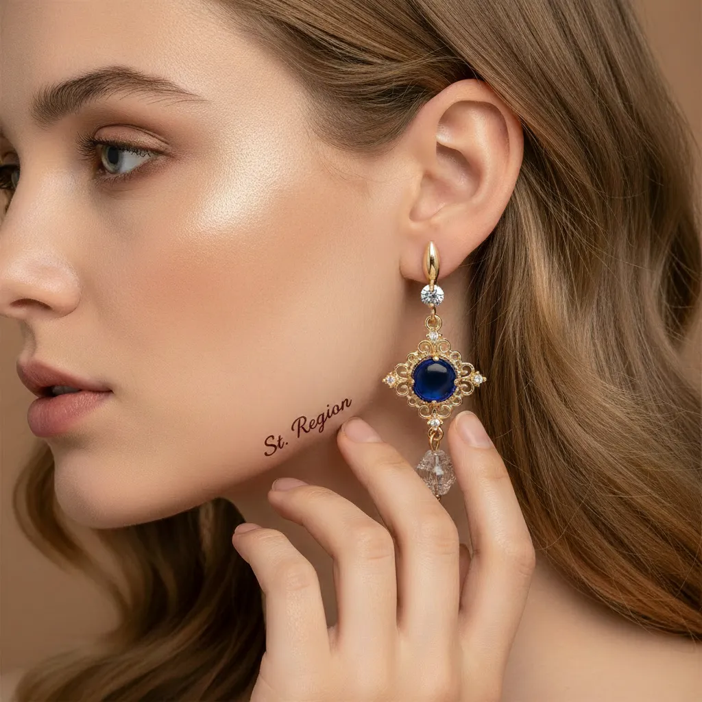 Blue Quartz & Crystal Cubic Zirconia Goldtone Rhombus Hook Earrings sold by Zulily product image thumbnail 5