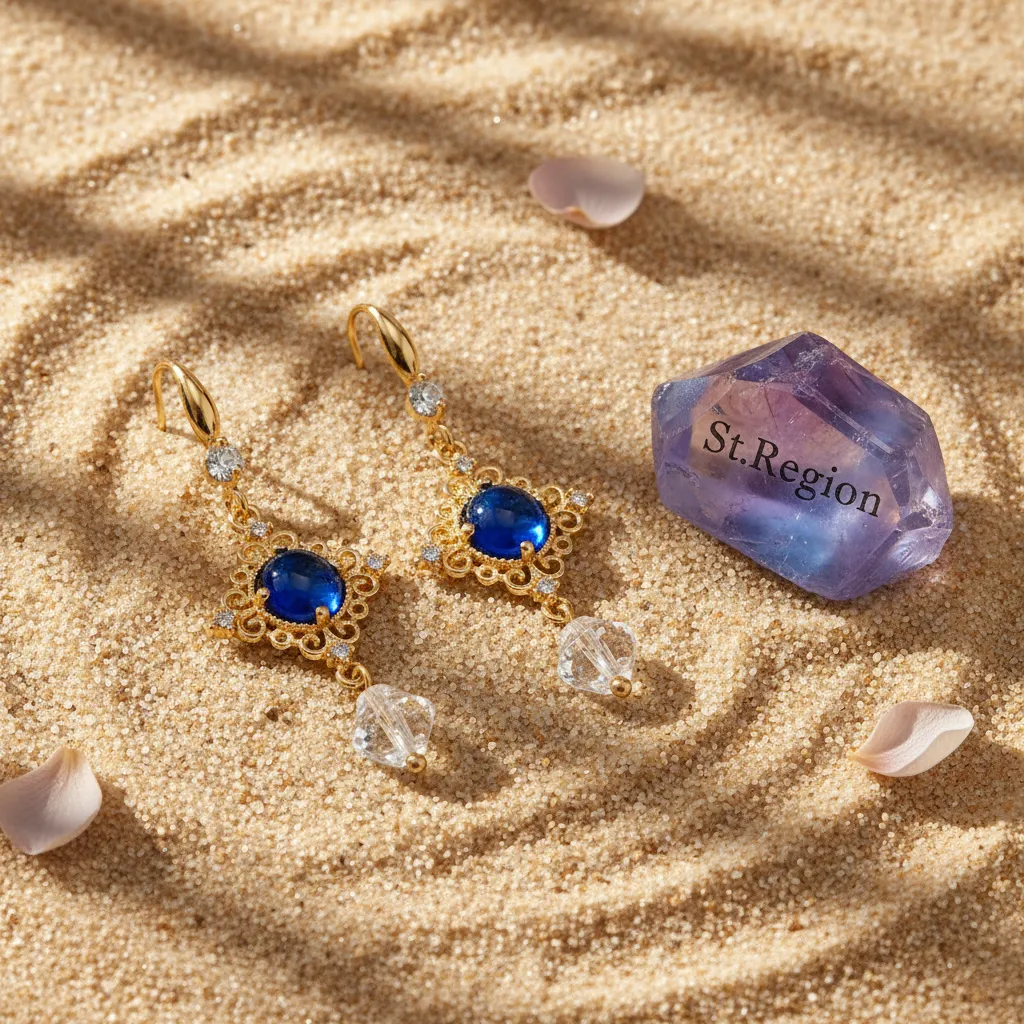 Blue Quartz & Crystal Cubic Zirconia Goldtone Rhombus Hook Earrings sold by Zulily product image thumbnail 3