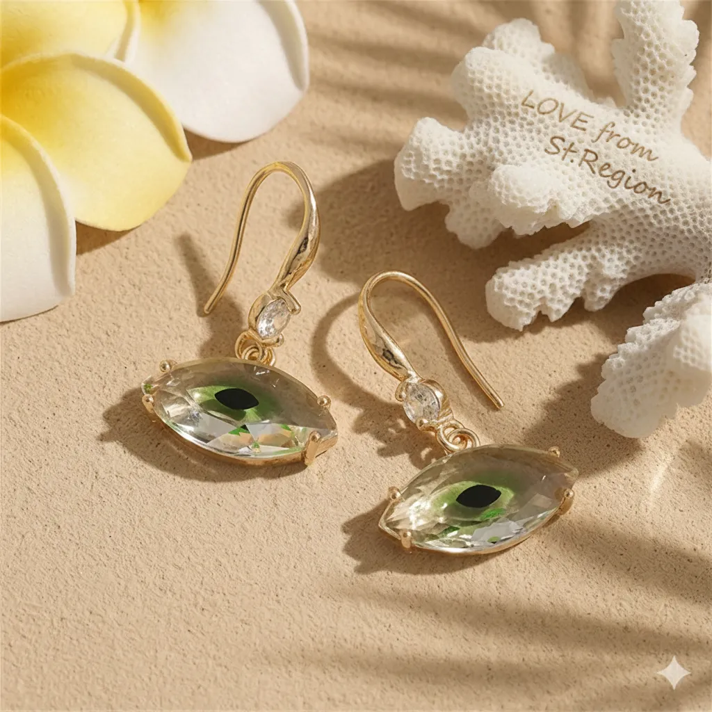 Green Crystal & Cubic Zirconia Goldtone Eye Hook Earrings sold by Zulily product image thumbnail 4
