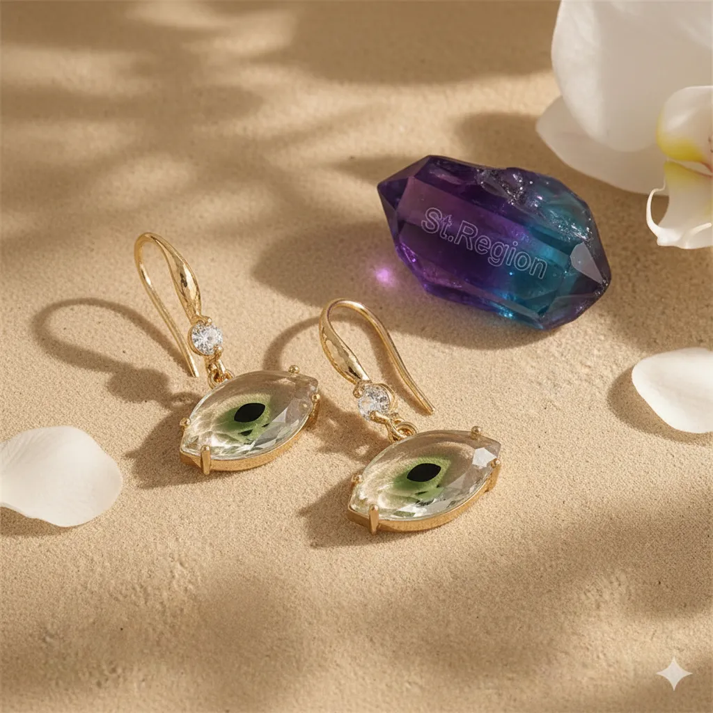 Green Crystal & Cubic Zirconia Goldtone Eye Hook Earrings sold by Zulily product image thumbnail 3