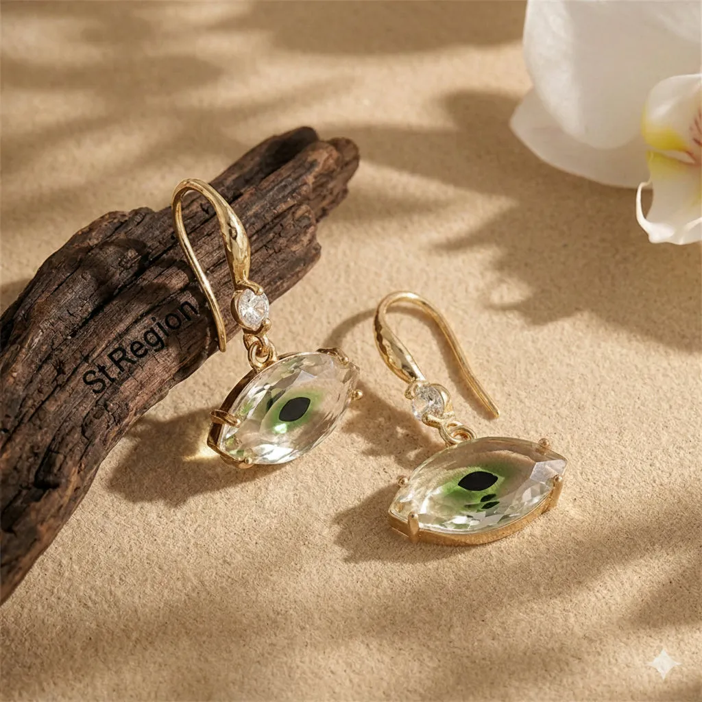 Green Crystal & Cubic Zirconia Goldtone Eye Hook Earrings sold by Zulily