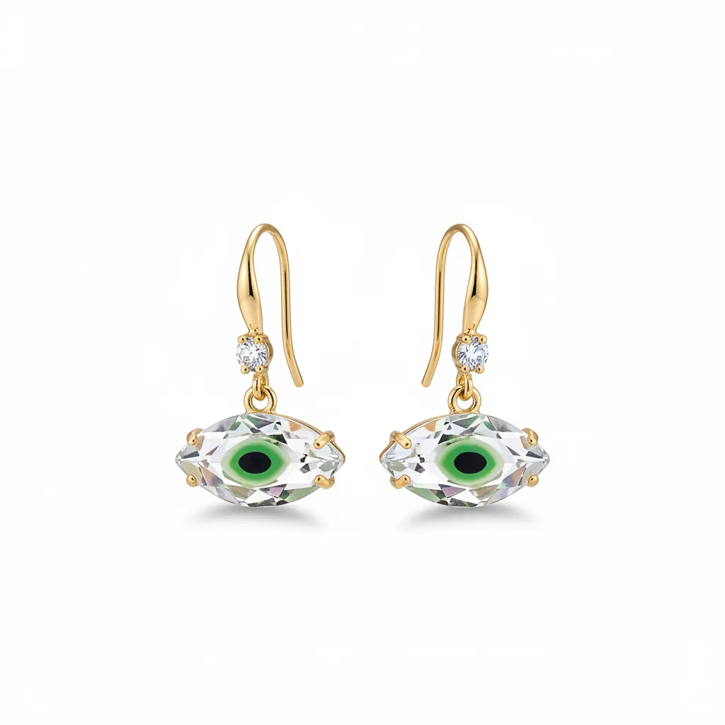 Green Crystal & Cubic Zirconia Goldtone Eye Hook Earrings sold by Zulily product image thumbnail 2