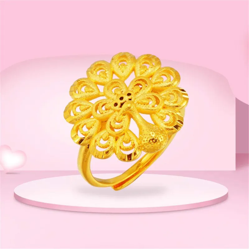 Goldtone Open Peacock Ring made by Zulily