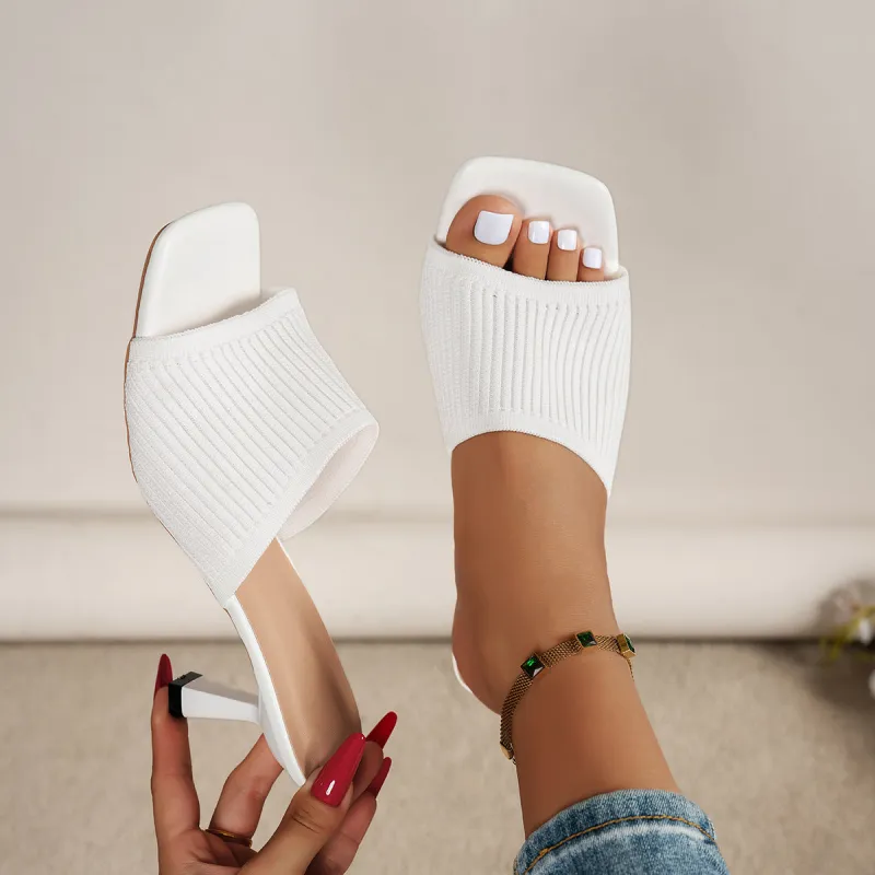 Women's Square Toe Chunky Heel Slide Sandals – Mesh Outdoor Summer made by Zulily