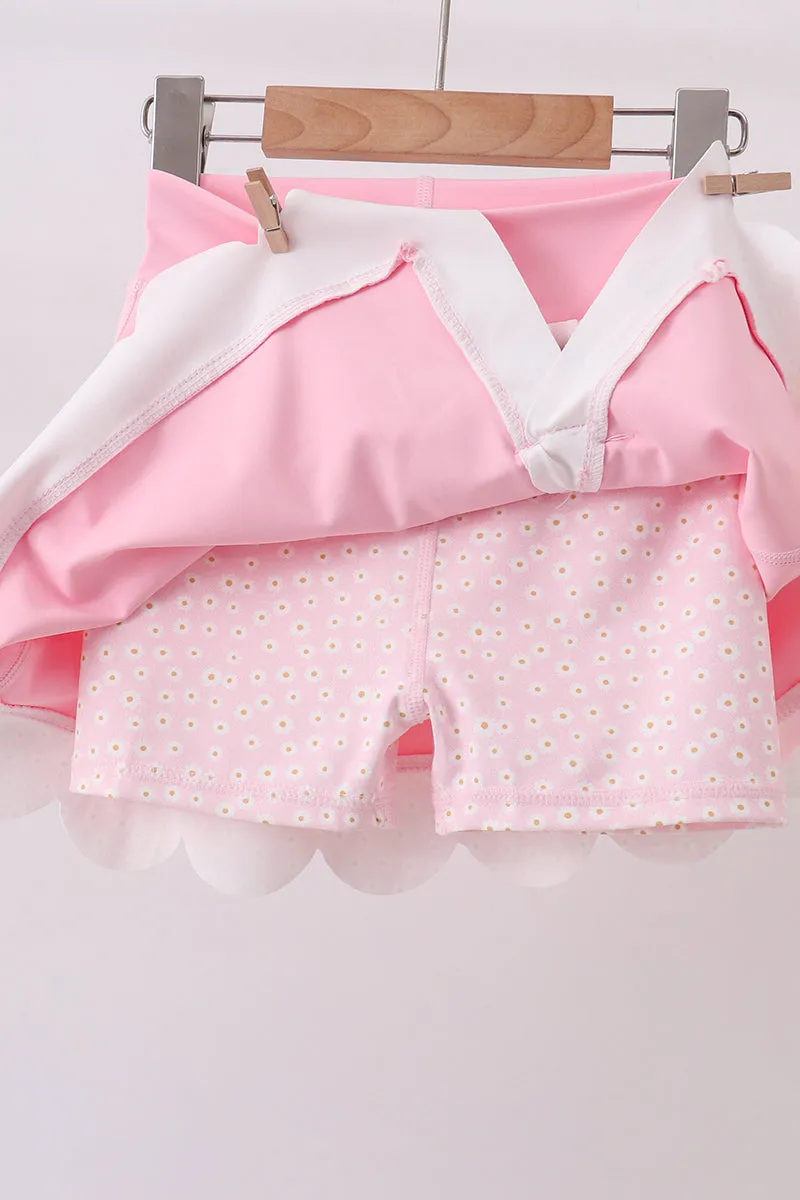 Pink scalloped active skorts set sold by Zulily product image thumbnail 5