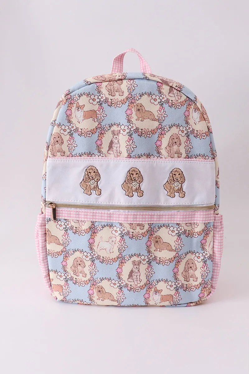 Pink puppy embroidery backpack sold by Zulily