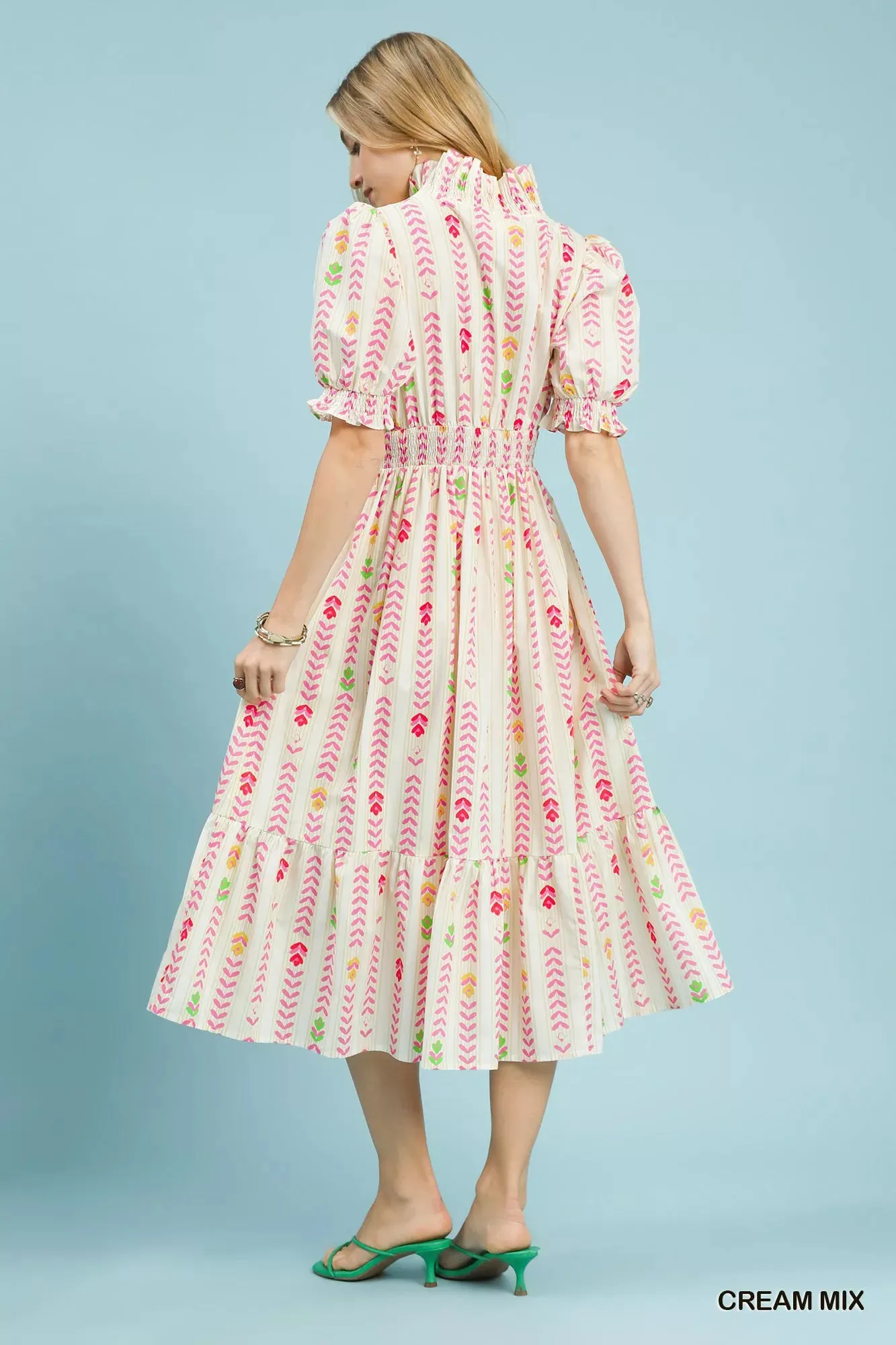 DBLCLK Women's Vibrant Ruffle Smocked Midi Dress sold by Zulily product image thumbnail 3