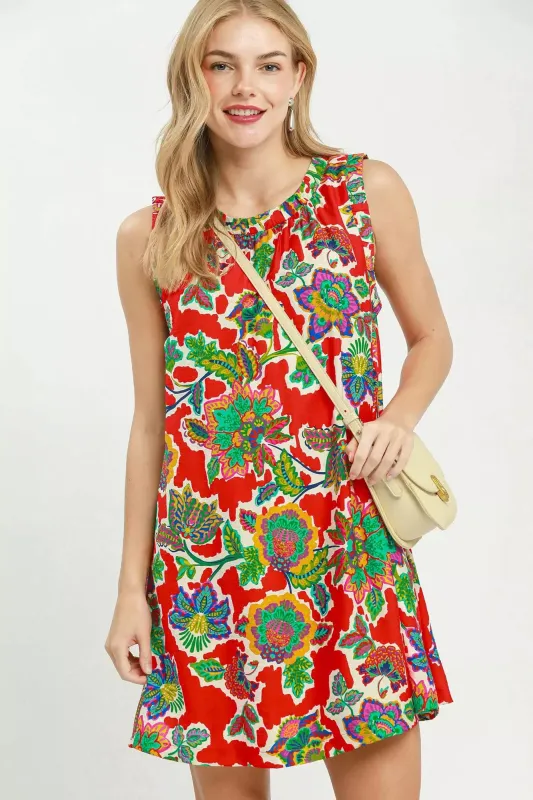 DBLCLK Women's Abstract Print Sleeveless Shift Dress made by Zulily
