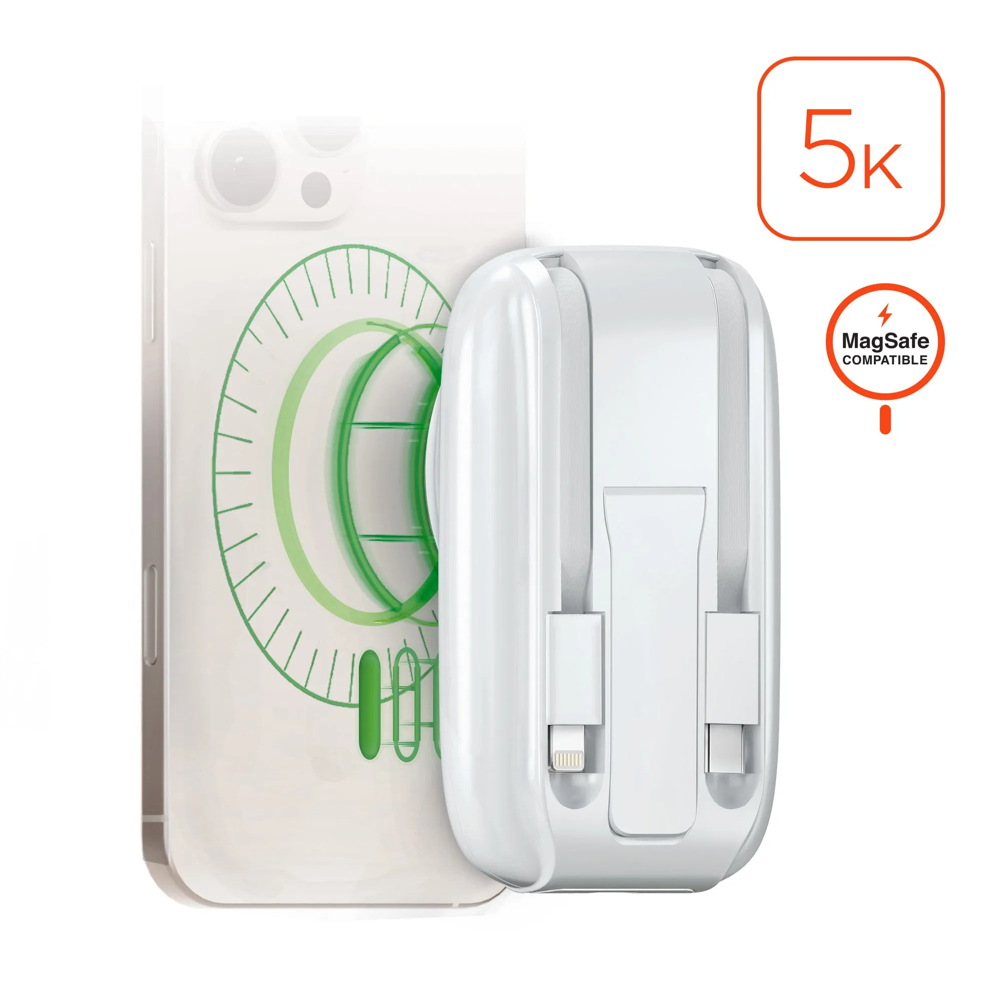 IBasics 5,000mAh Magnetic Wireless Fast Charge Power Bank with Built-In USB-C & Lightning Cables sold by Zulily product image thumbnail 4