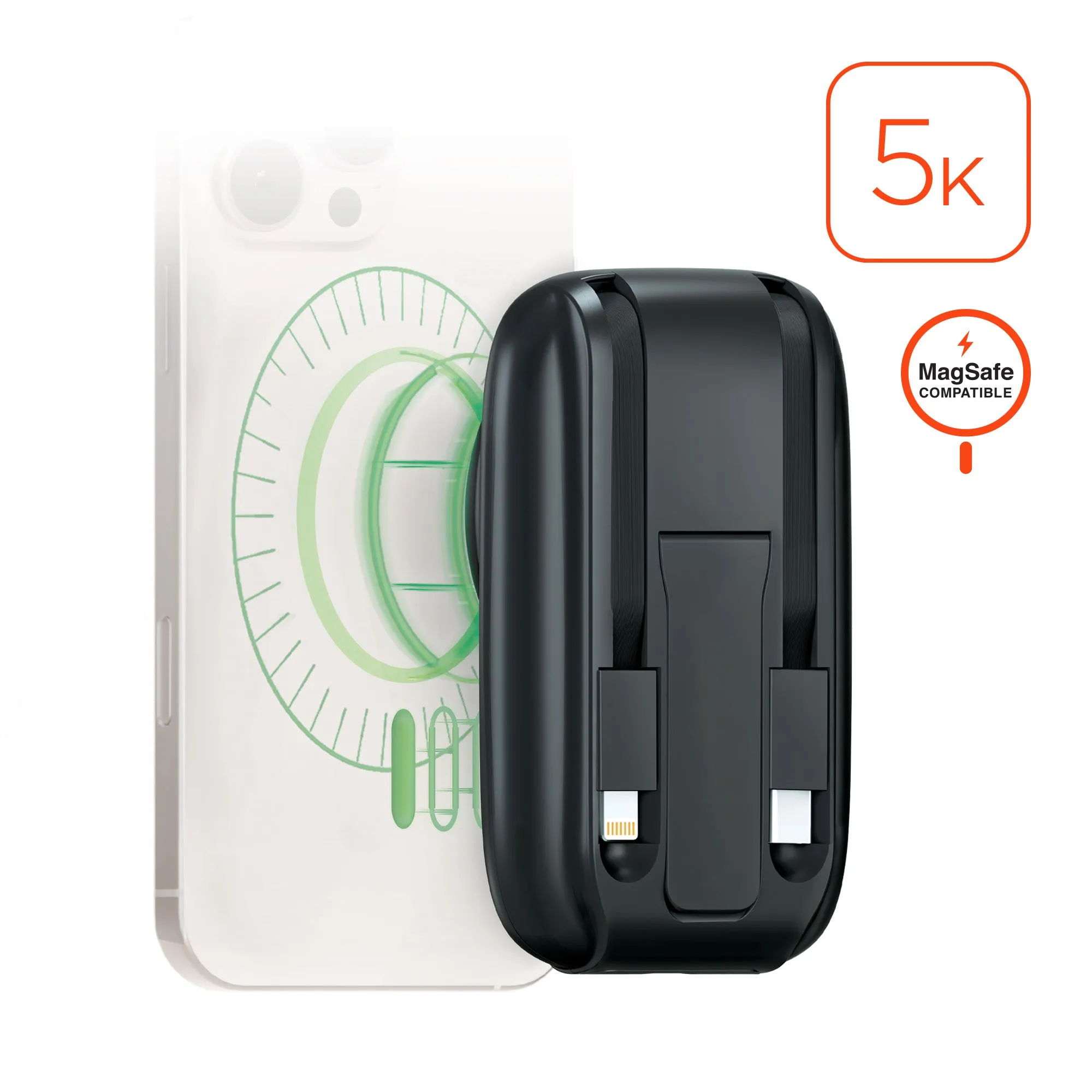 IBasics 5,000mAh Magnetic Wireless Fast Charge Power Bank with Built-In USB-C & Lightning Cables sold by Zulily