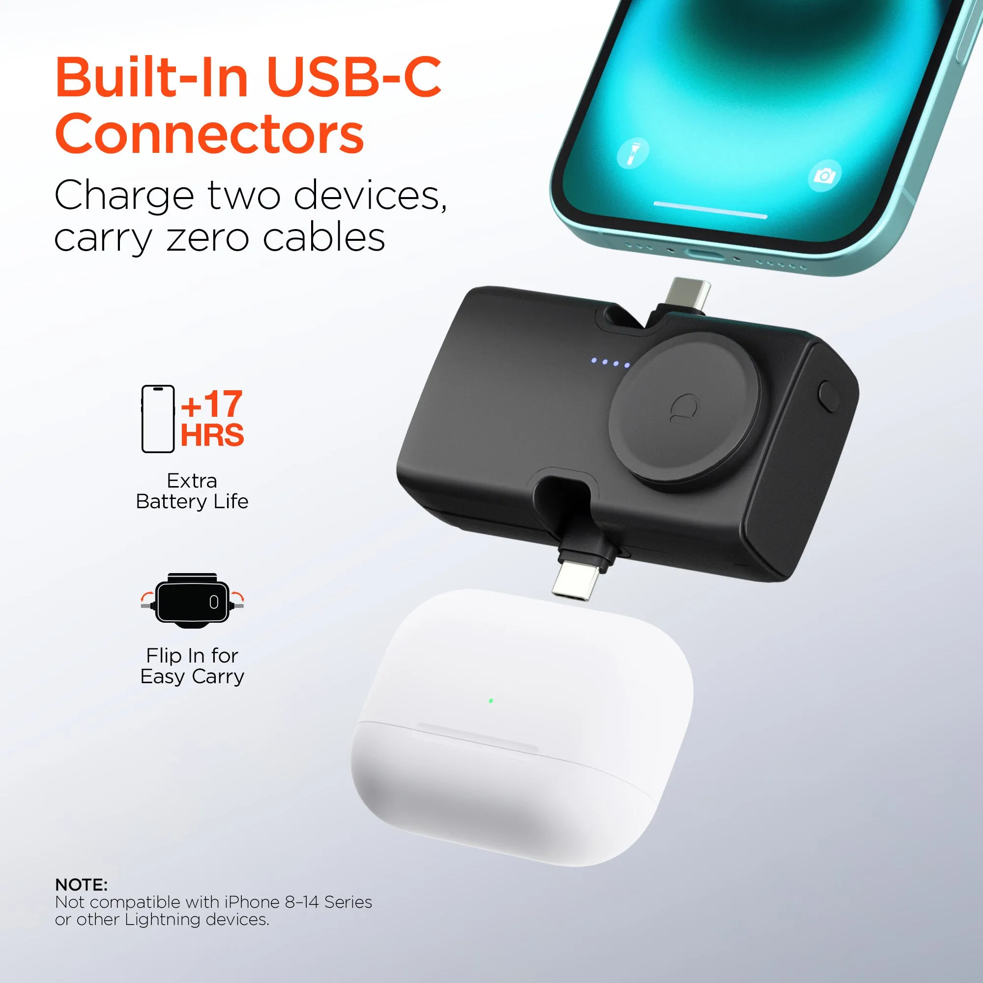IBasics 5,000mAh Ultra-Mini Power Bank with Built-In Apple Watch Charger & Dual USB-C Connectors sold by Zulily product image thumbnail 3