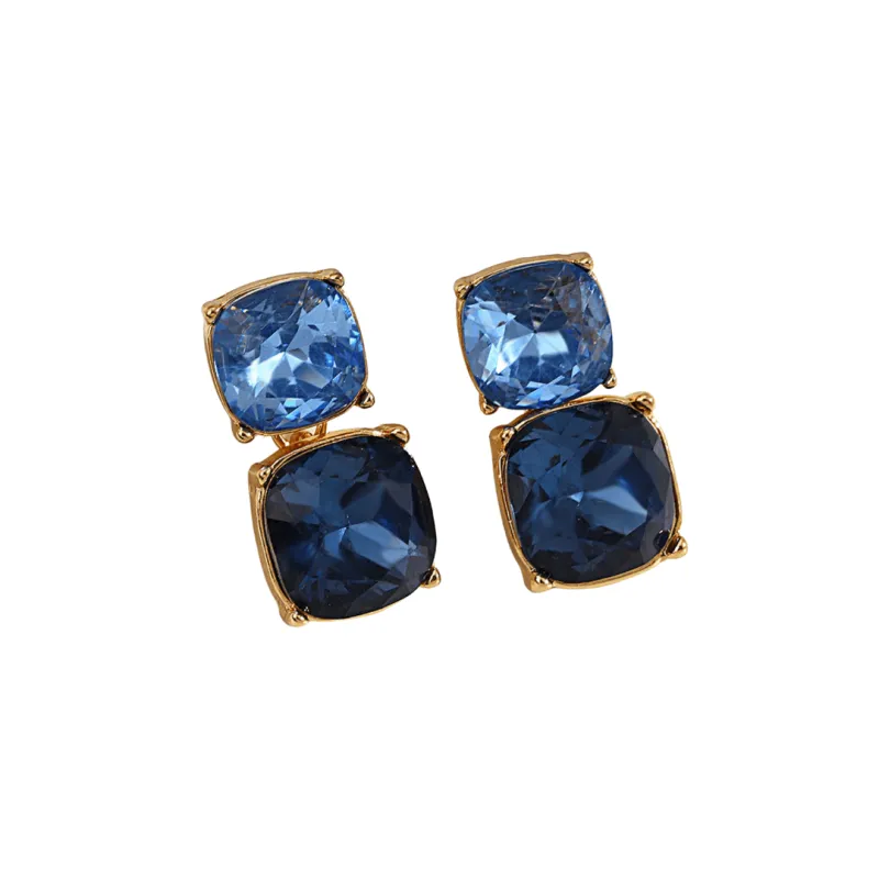 Don't AsK Goldtone & Blue Ombre Crystal Earrings made by Zulily