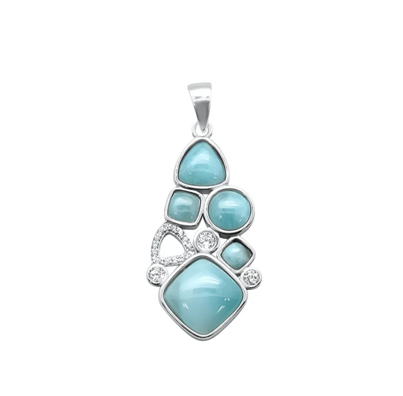 Sterling Silver Multi-Shape Larimar Pendant with CZ Accents made by Zulily