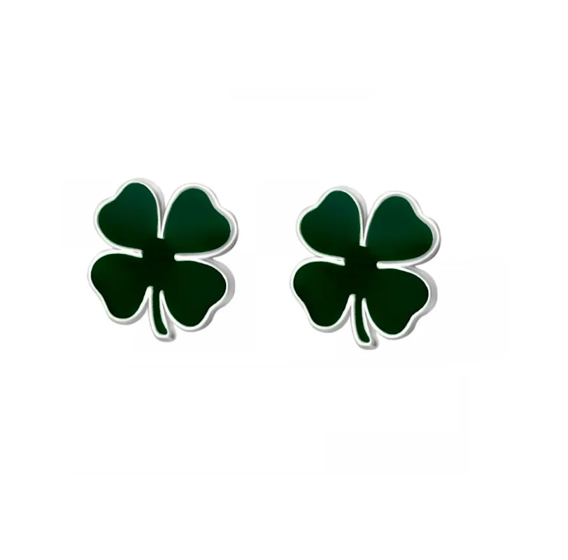 Green Clover Sterling Silver Stud Earrings made by Zulily