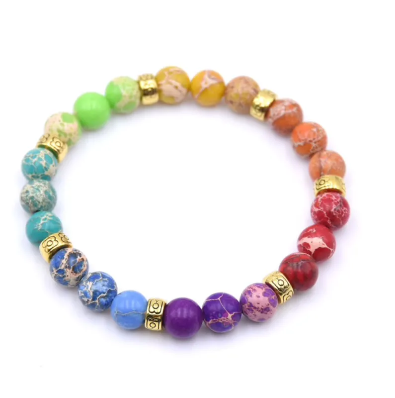 Goldtone Howlite Multicolour Stretch Bracelet made by Zulily