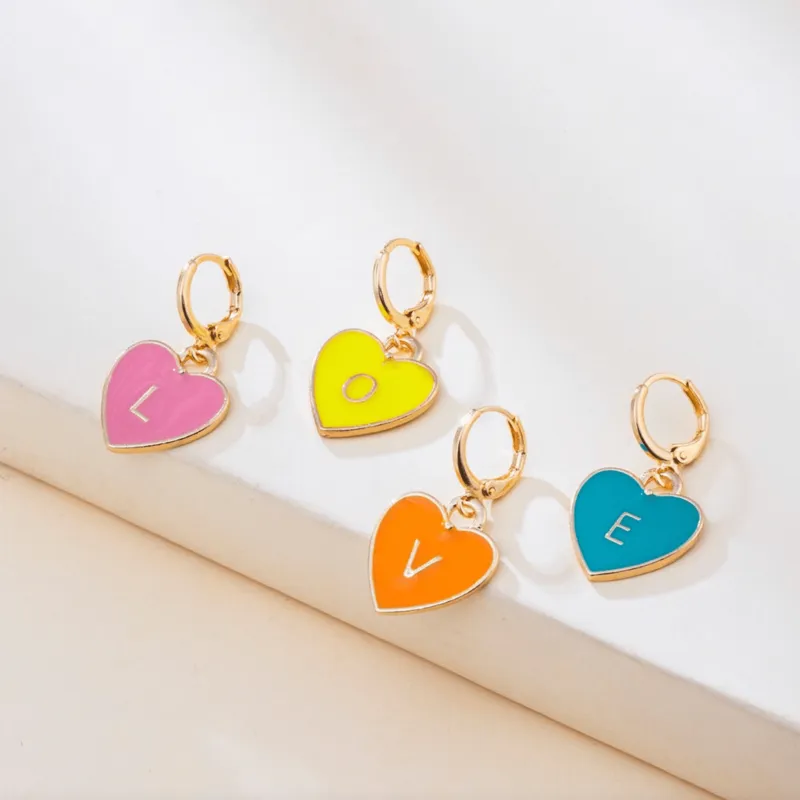 Goldtone Neon Heart LOVE Huggie Hoop Earrings made by Zulily
