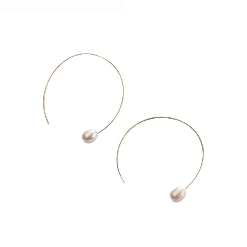Goldtone Freshwater Pearl Threader Hoop Earrings made by Zulily