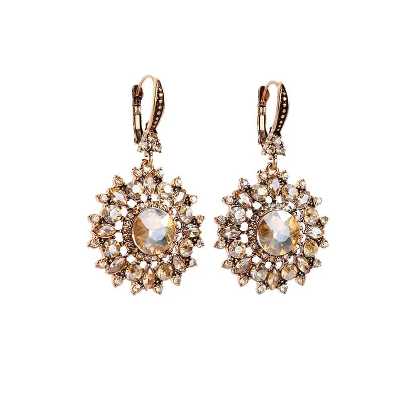 Goldtone Champagne Crystal Sunburst Drop Earrings made by Zulily