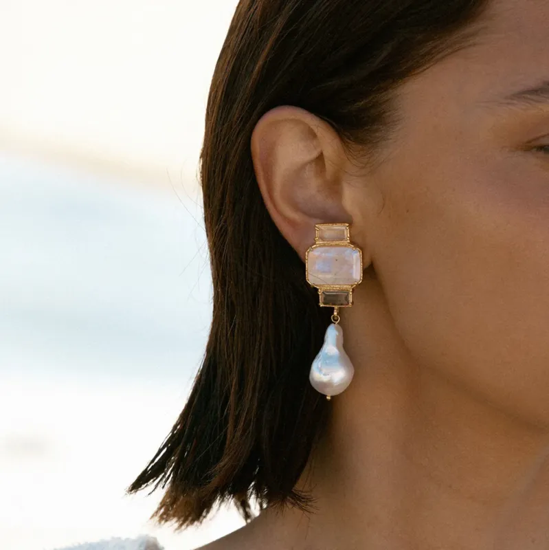 Goldtone Druzy Crystal Faux Pearl Drop Earrings made by Zulily