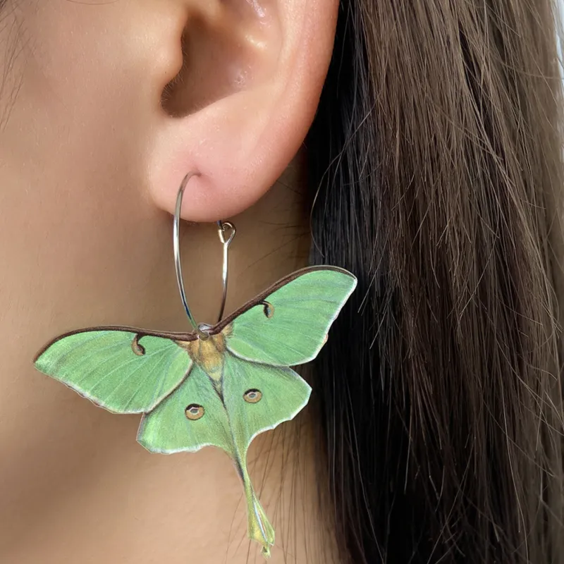 Green Lunar Moth Hoop Earrings made by Zulily