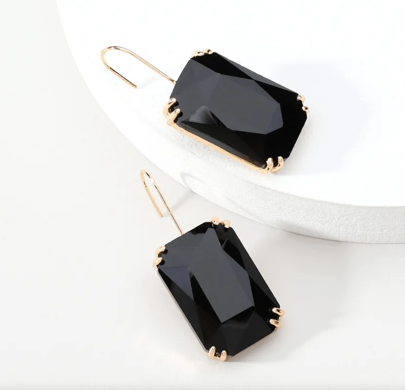 Goldtone Violet Transparent Rectangle Earrings made by Zulily