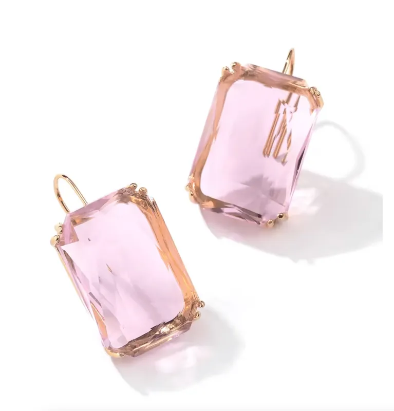 Goldtone Teal Transparent Rectangle Earrings made by Zulily