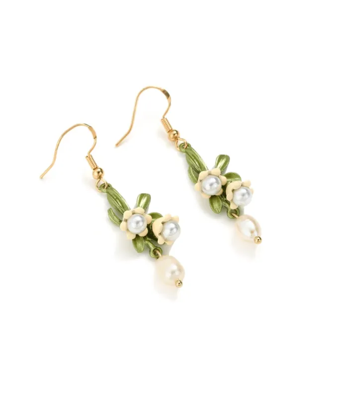 Green Leaf Pearl Drop Earrings made by Zulily