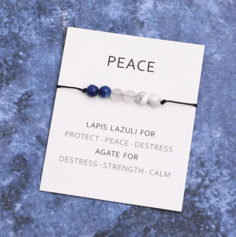 Natural Stone Adjustable Bracelet Peace made by Zulily