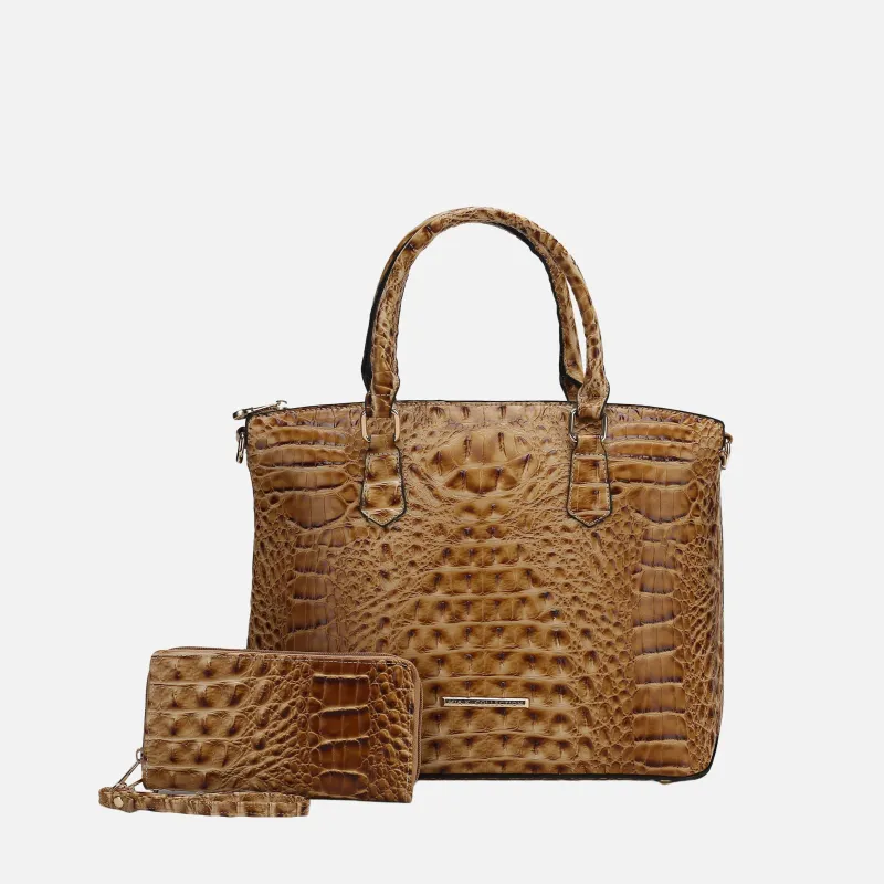 MKF Collection by Mia K. - Liora Croc Embossed Tote Bag and Set made by MKF Collection